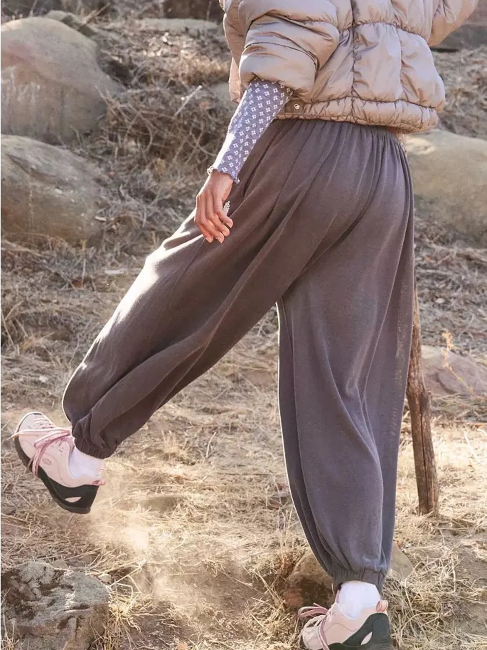 Free People FP Movement Women's Momentum Balloon Rich Brown Oversized Pants XS/S